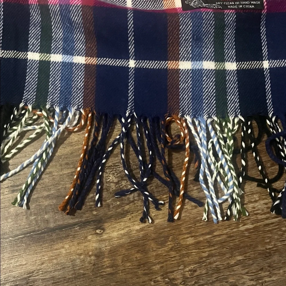 Classic Navy Plaid Cashmere blend scarf